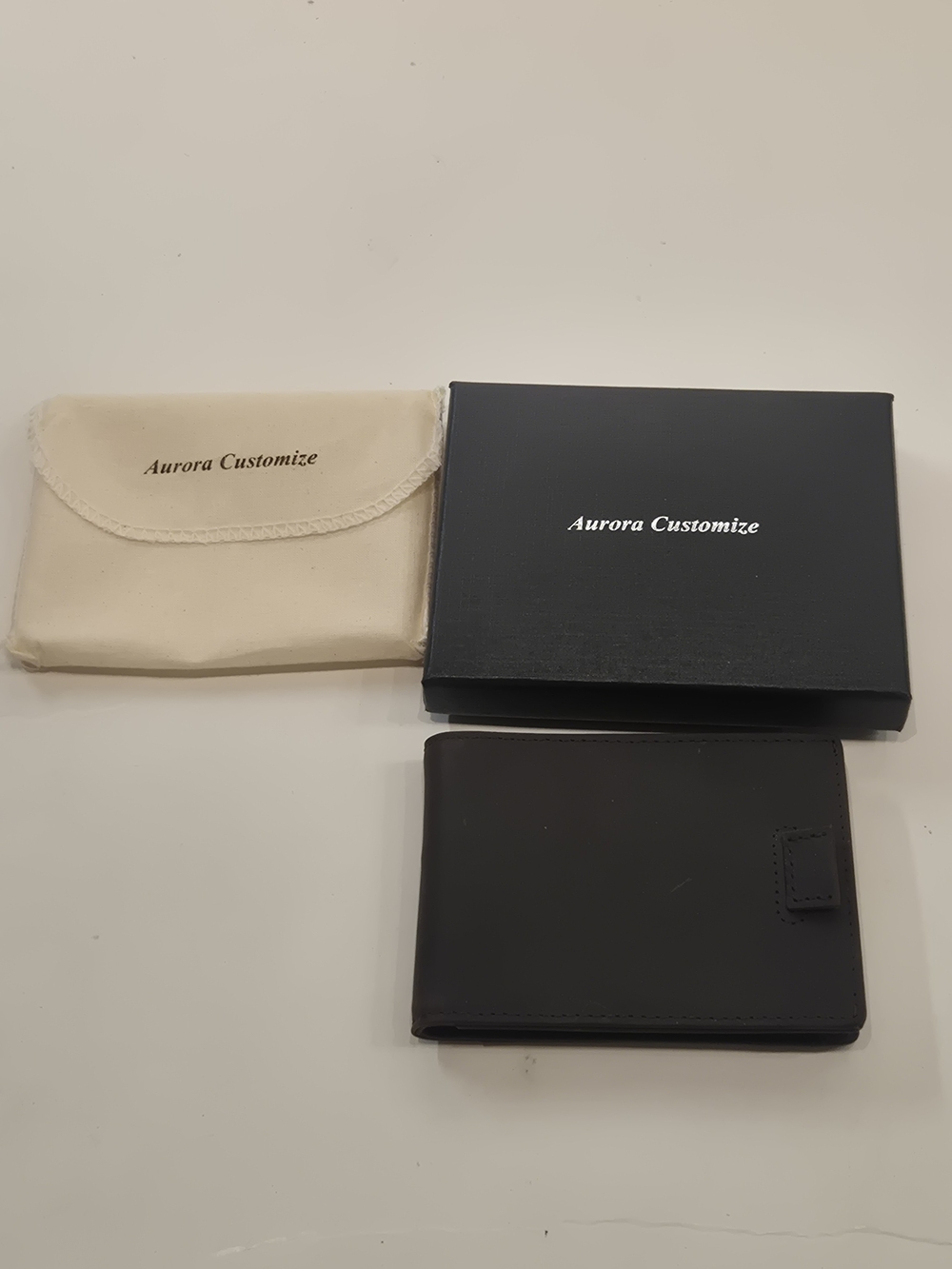 Men's Genuine Black Leather Bifold Wallet with money clip (P59)